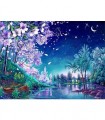 Paysage japonais de nuit Broderie Diamant